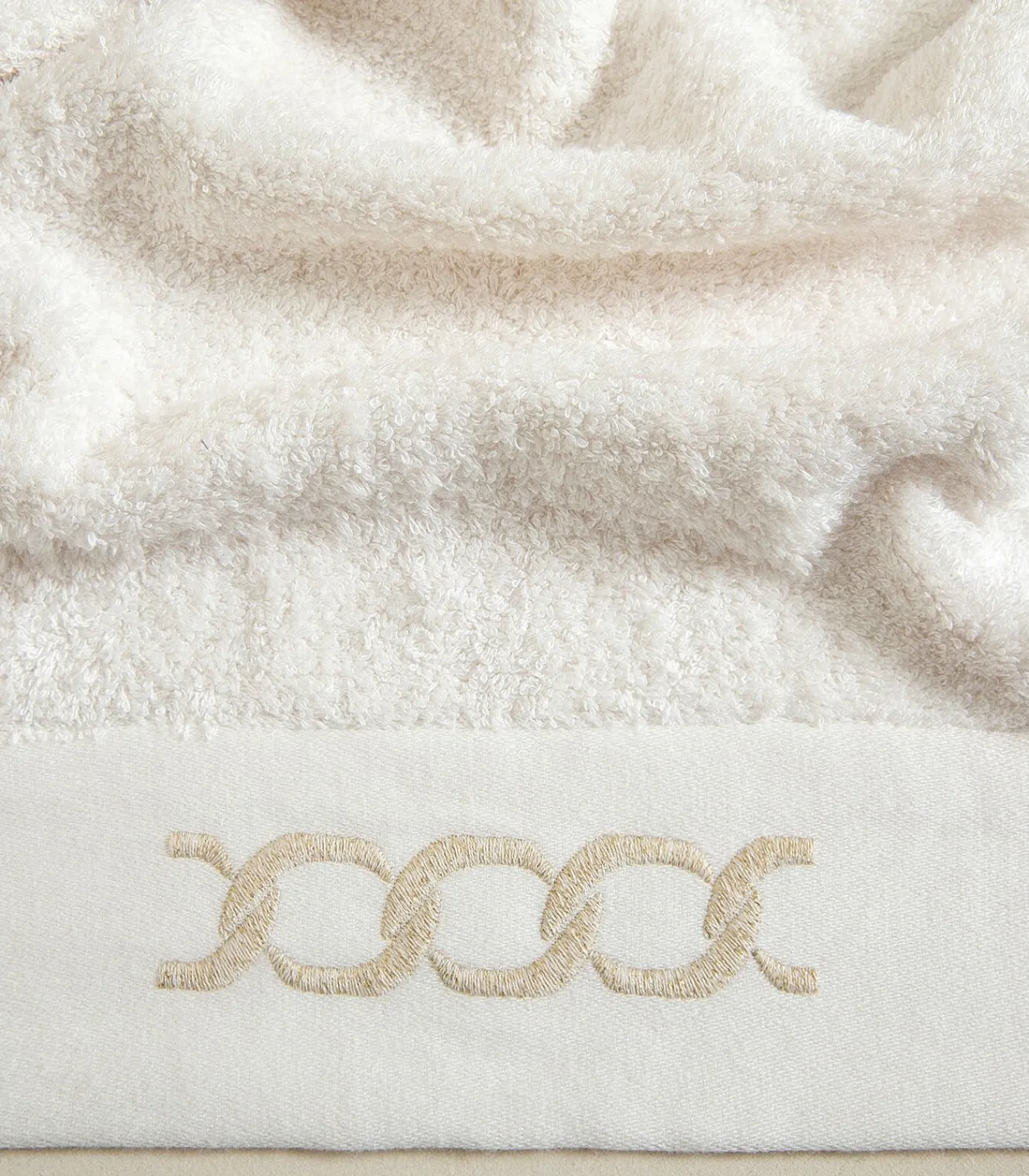 Outlet Gezichtshanddoek Corrente 50x90 cm Ecru-Goud Handdoeken