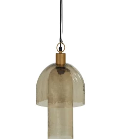 Best Gigi Hanglamp Dubbele Kap - Gehamerd Glas - Naturel - 31x22x22 Hanglampen