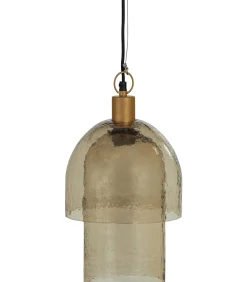 Best Gigi Hanglamp Dubbele Kap - Gehamerd Glas - Naturel - 31x22x22 Hanglampen