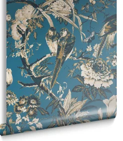 Outlet Vliesbehang Perrow Blue Wanddecoratie