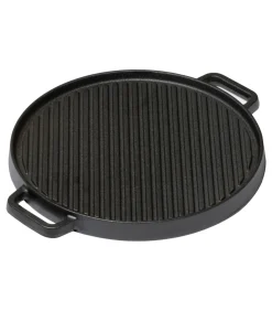 Discount Grillplaat BBQ Gietijzer Zwart ø 30 cm - Zonder anti-aanbaklaag 2-Zijdig Potten & Pannen