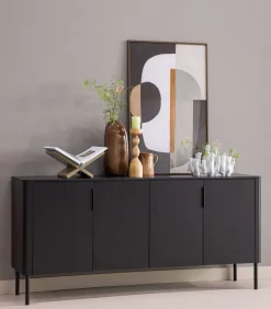 Clearance Gunnar Dressoir 200 cm - Grenen - Matzwart - 85x201x44 Meubels