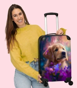 Handbagage Koffer met 4 wielen en TSA slot (Hond - Puppy - Zon - Bloemen) Trolleys