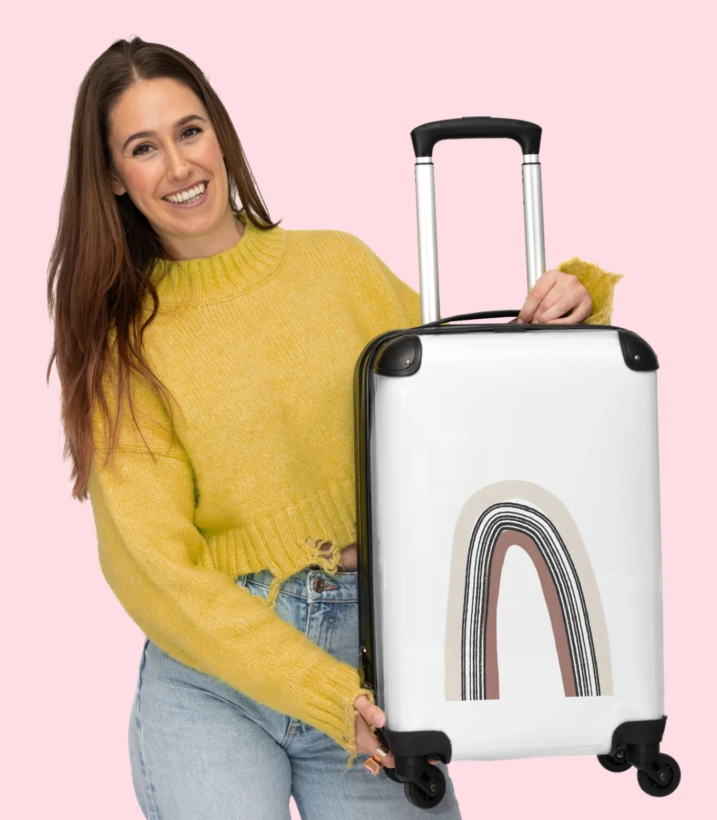 Sale Handbagage Koffer met 4 wielen en TSA slot (Boog - Abstract - Kleuren - Roze - Beige - Zwart) Trolleys