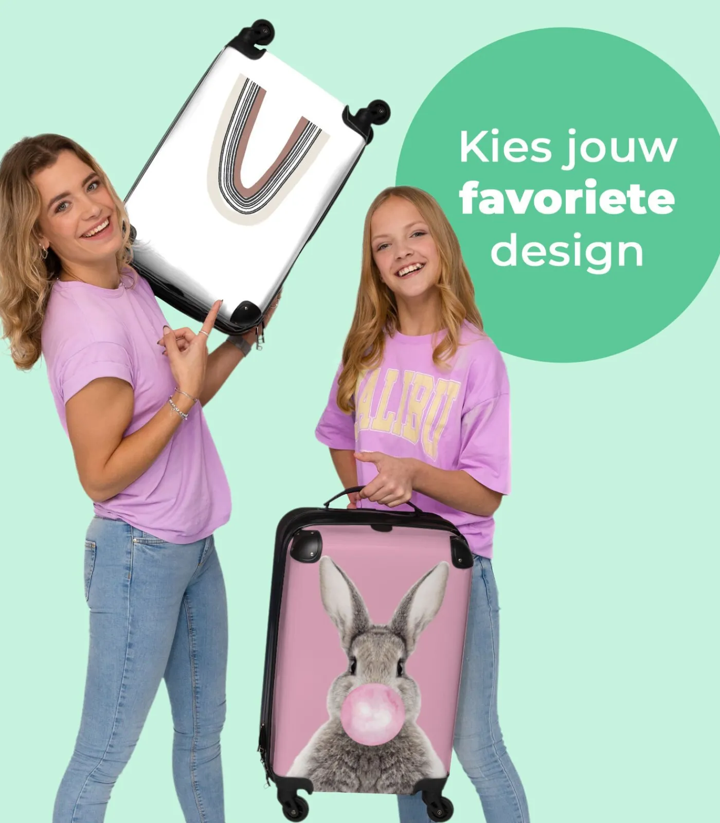 Sale Handbagage Koffer met 4 wielen en TSA slot (Boog - Abstract - Kleuren - Roze - Beige - Zwart) Trolleys