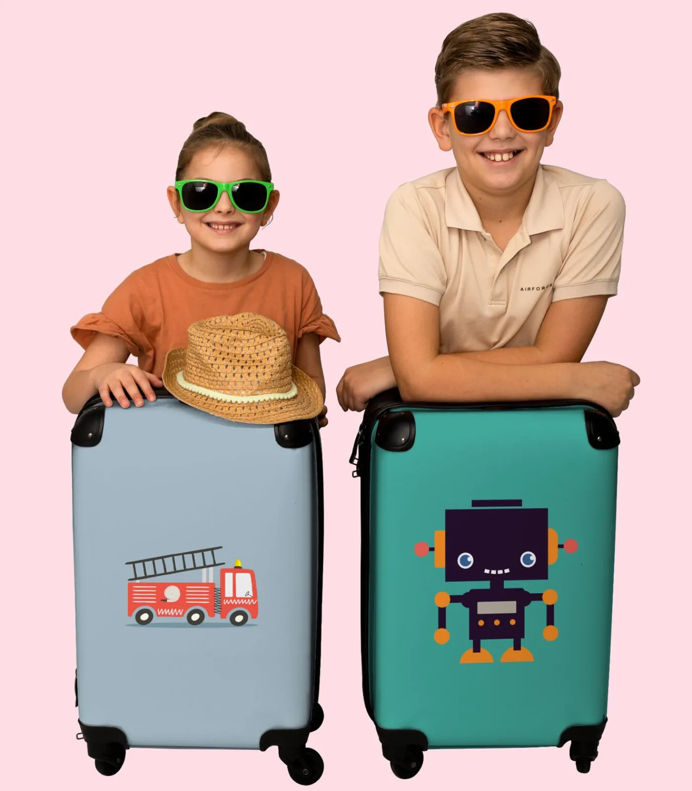 Outlet Handbagage Koffer met 4 wielen en TSA slot (Brandweer - Auto - Voertuig - Jongens - Kinderen) Trolleys