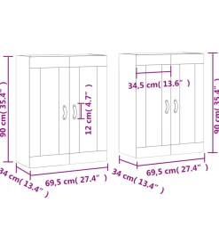 Hot Hangkasten 2 st bewerkt hout wit Meubels