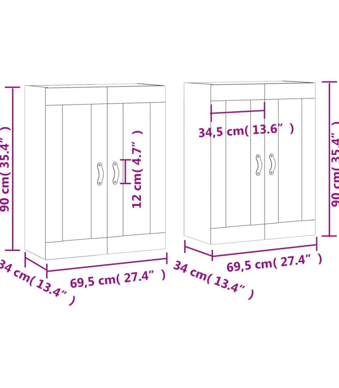 Hot Hangkasten 2 st bewerkt hout wit Meubels