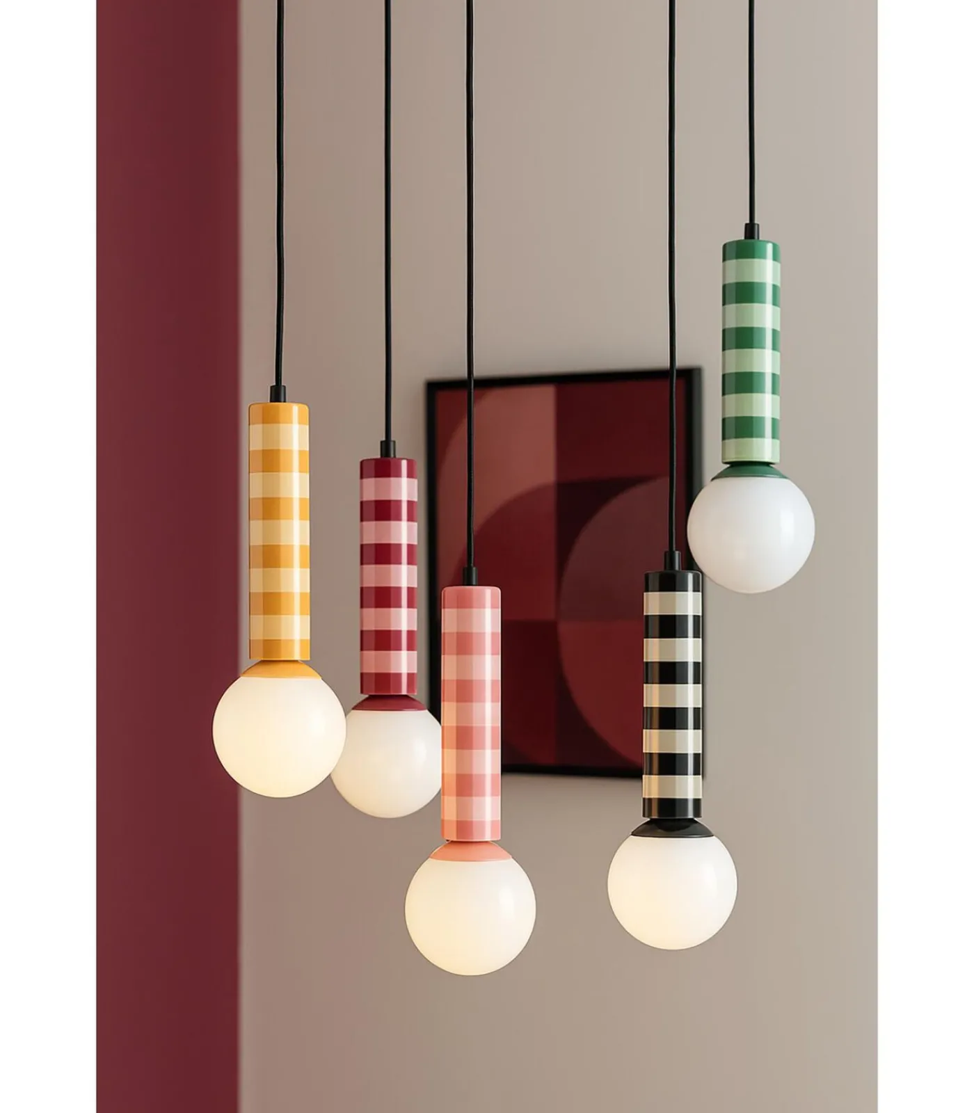 Hanglamp Rayado - Roze - 12x12x38cm Hanglampen