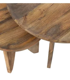 Outlet High Heels Bijzettafels - Mangohout - Naturel - Set van 2 Tafels