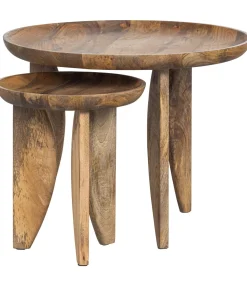 Outlet High Heels Bijzettafels - Mangohout - Naturel - Set van 2 Tafels