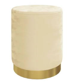 Discount Hocker met opbergruimte rond fluweel 31 x 37 cm abrikooskleurig Stoelen