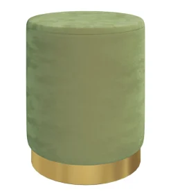 Hocker met opbergruimte rond fluweel 31 x 37 cm mosterdgroen Stoelen