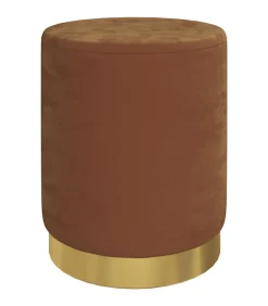 Hocker met opbergruimte rond fluweel 31 x 37 cm bruin Stoelen