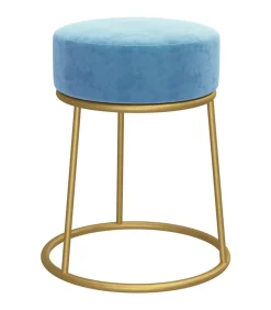 Hot Hocker rond fluweel lichtblauw Stoelen