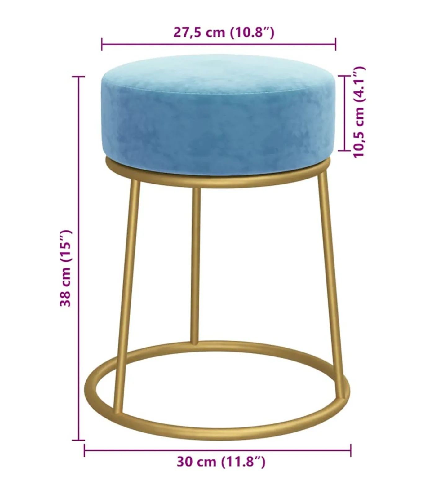 Hot Hocker rond fluweel lichtblauw Stoelen