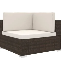 New Hoekbank 1 st met kussens poly rattan bruin Tuinmeubelen