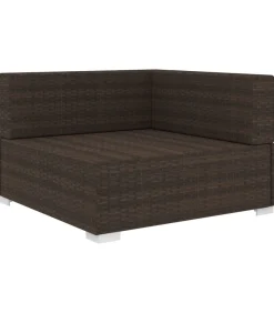 New Hoekbank 1 st met kussens poly rattan bruin Tuinmeubelen