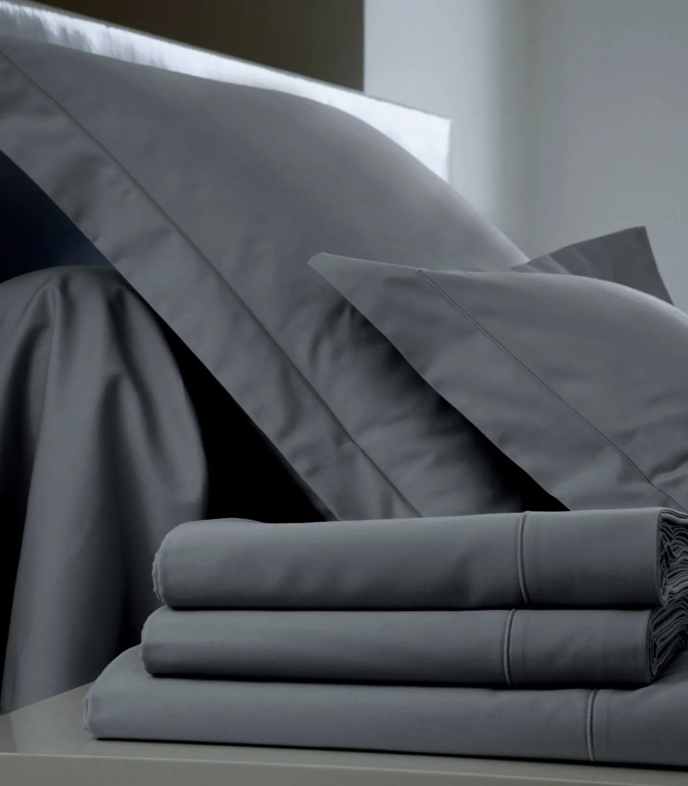 Online Hoeslaken ardoise - Satijn katoen Hoeslakens