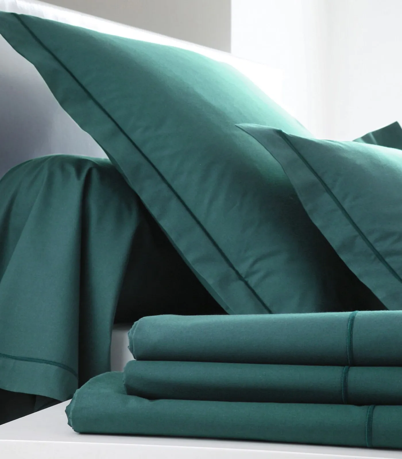 Hoeslaken bleu paon - Satijn katoen Hoeslakens