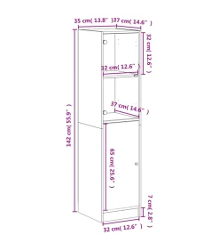 Online Hoge kast met glazen deur 35x37x142 cm grijs sonoma eikenkleur Meubels
