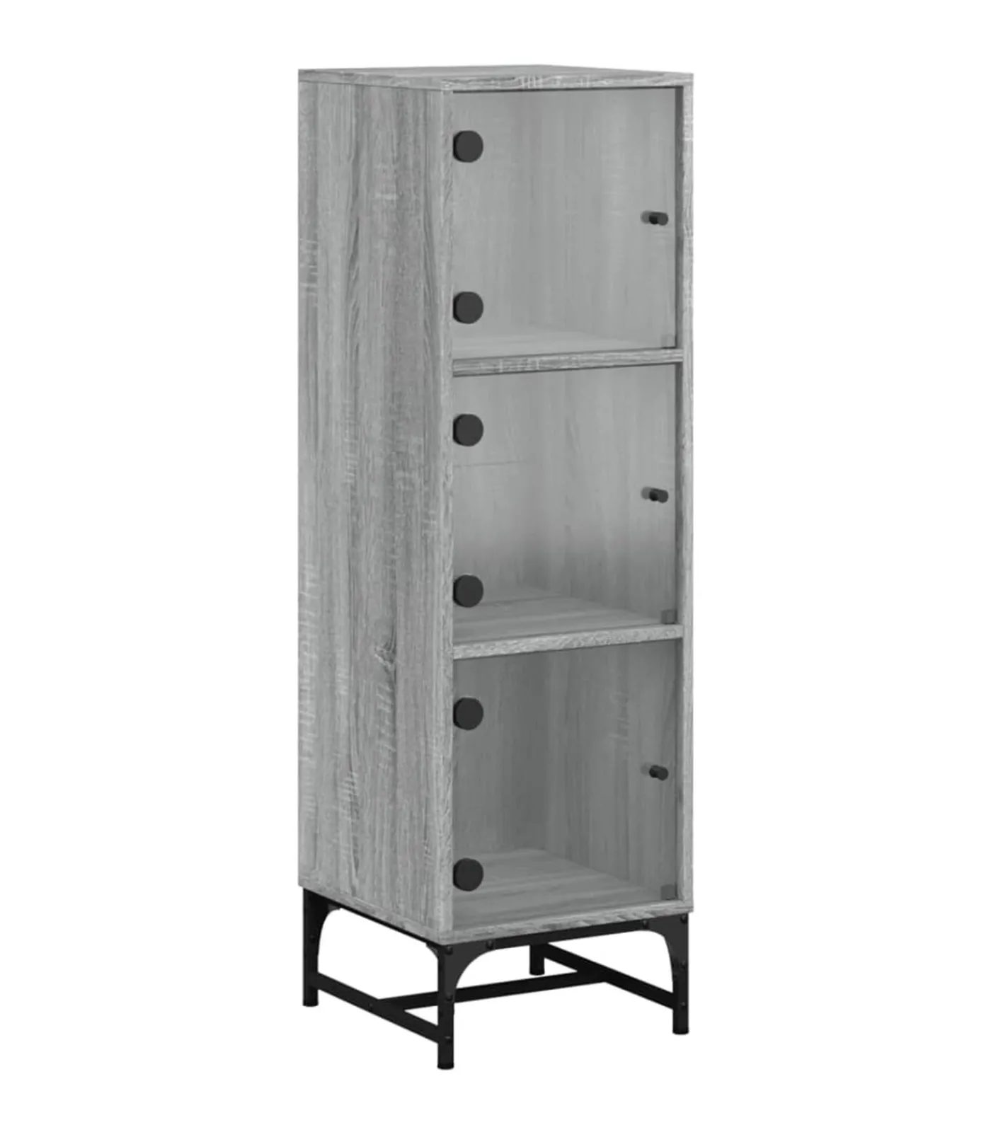 Hoge kast met glazen deuren 35x37x120 cm grijs sonoma eiken Meubels