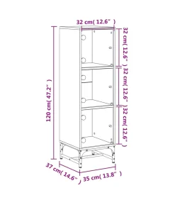 Hoge kast met glazen deuren 35x37x120 cm grijs sonoma eiken Meubels