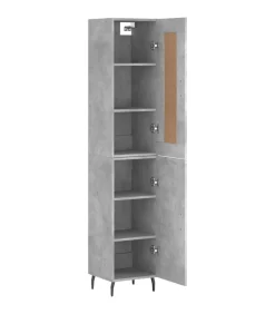 New Hoge kast 34,5x34x180 cm bewerkt hout betongrijs Meubels
