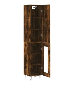 Outlet Hoge kast 34,5x34x180 cm bewerkt hout gerookt eikenkleurig Meubels