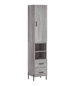 New Hoge kast 34,5x34x180 cm bewerkt hout grijs sonoma eikenkleurig Meubels