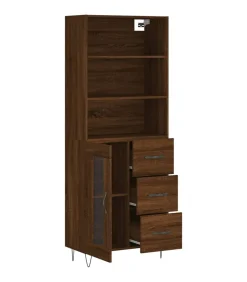 New Hoge kast 69,5x34x180 cm bewerkt hout bruin eikenkleur Meubels