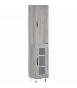 New Hoge kast 34,5x34x180 cm bewerkt hout grijs sonoma eikenkleurig Meubels