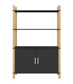 Clearance Hoge kast 80x40x121 cm bewerkt hout zwart Meubels