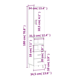 Online Hoge kast 34,5x34x180 cm bewerkt hout grijs sonoma eikenkleurig Meubels