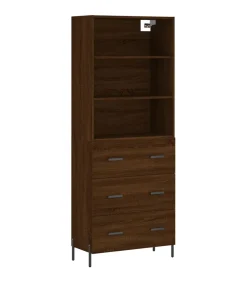 Best Hoge kast 69,5x34x180 cm bewerkt hout bruin eikenkleur Meubels