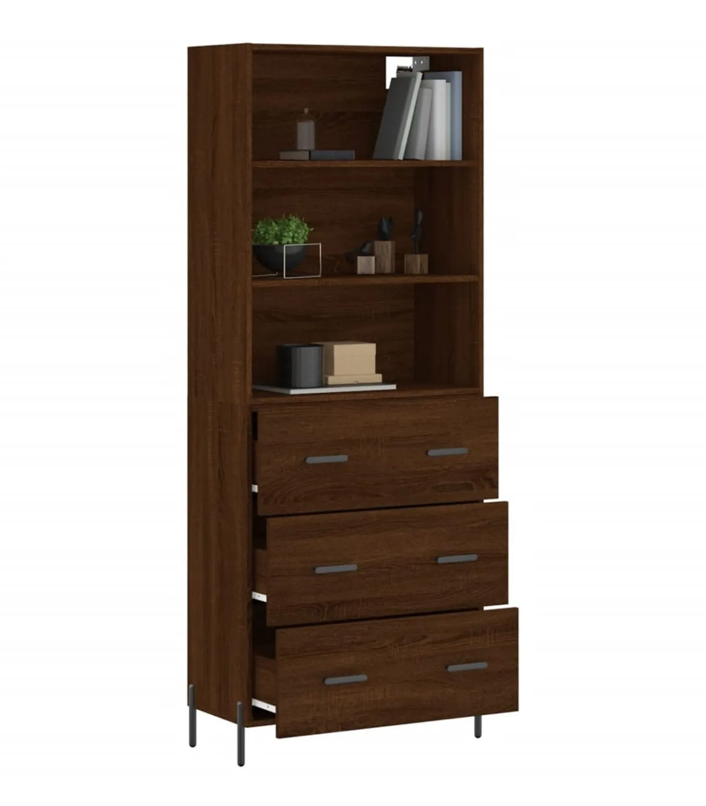 Best Hoge kast 69,5x34x180 cm bewerkt hout bruin eikenkleur Meubels