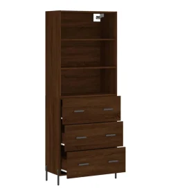 Best Hoge kast 69,5x34x180 cm bewerkt hout bruin eikenkleur Meubels