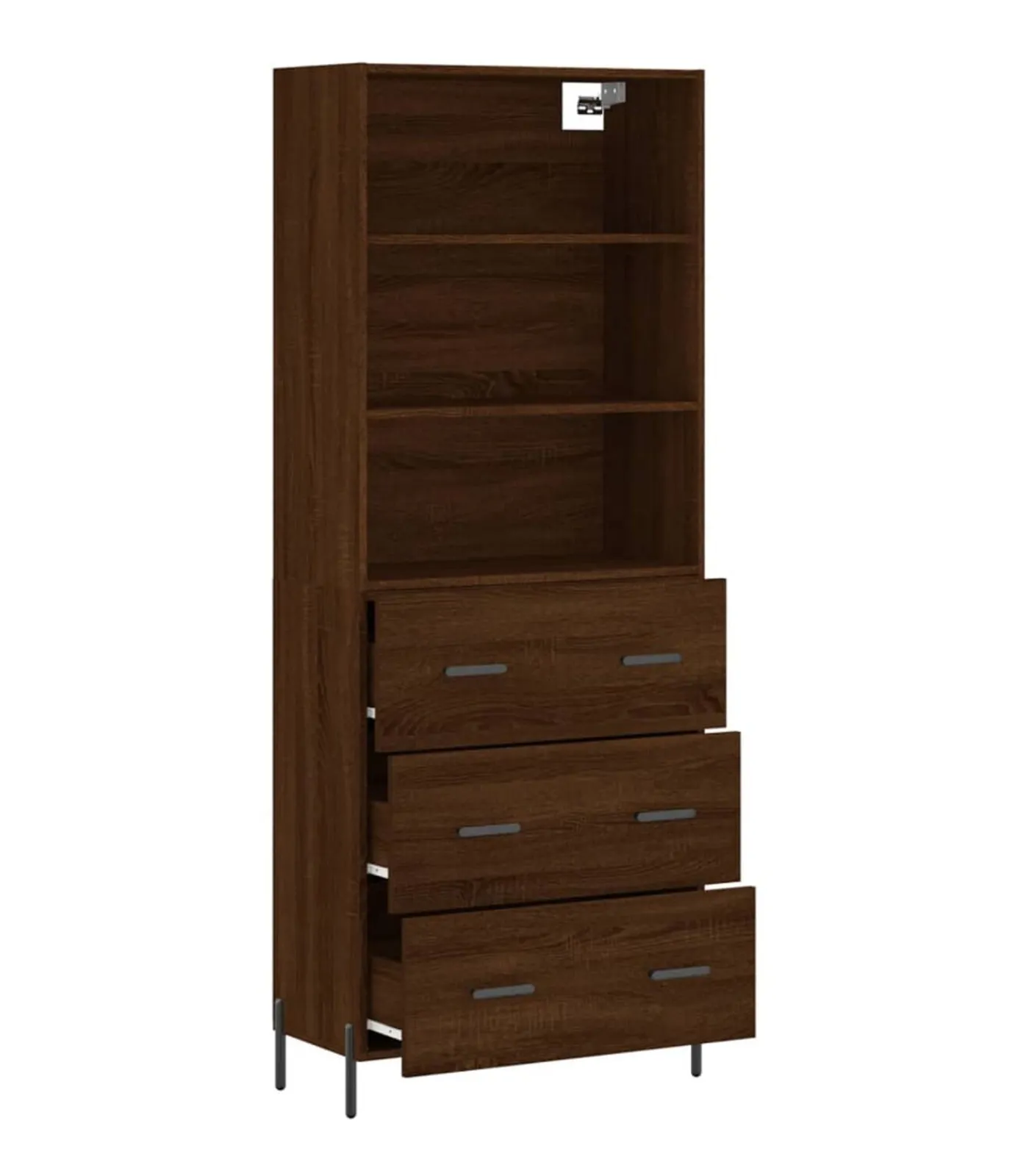 Best Hoge kast 69,5x34x180 cm bewerkt hout bruin eikenkleur Meubels