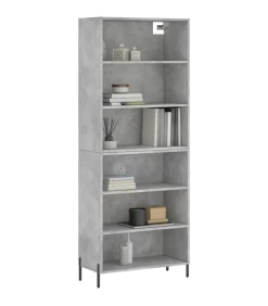 Best Hoge kast 69,5x32,5x180 cm bewerkt hout betongrijs Meubels