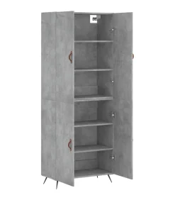 Outlet Hoge kast 69,5x34x180 cm bewerkt hout betongrijs Meubels