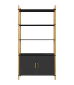 Hoge kast 80x40x153 cm bewerkt hout zwart Meubels