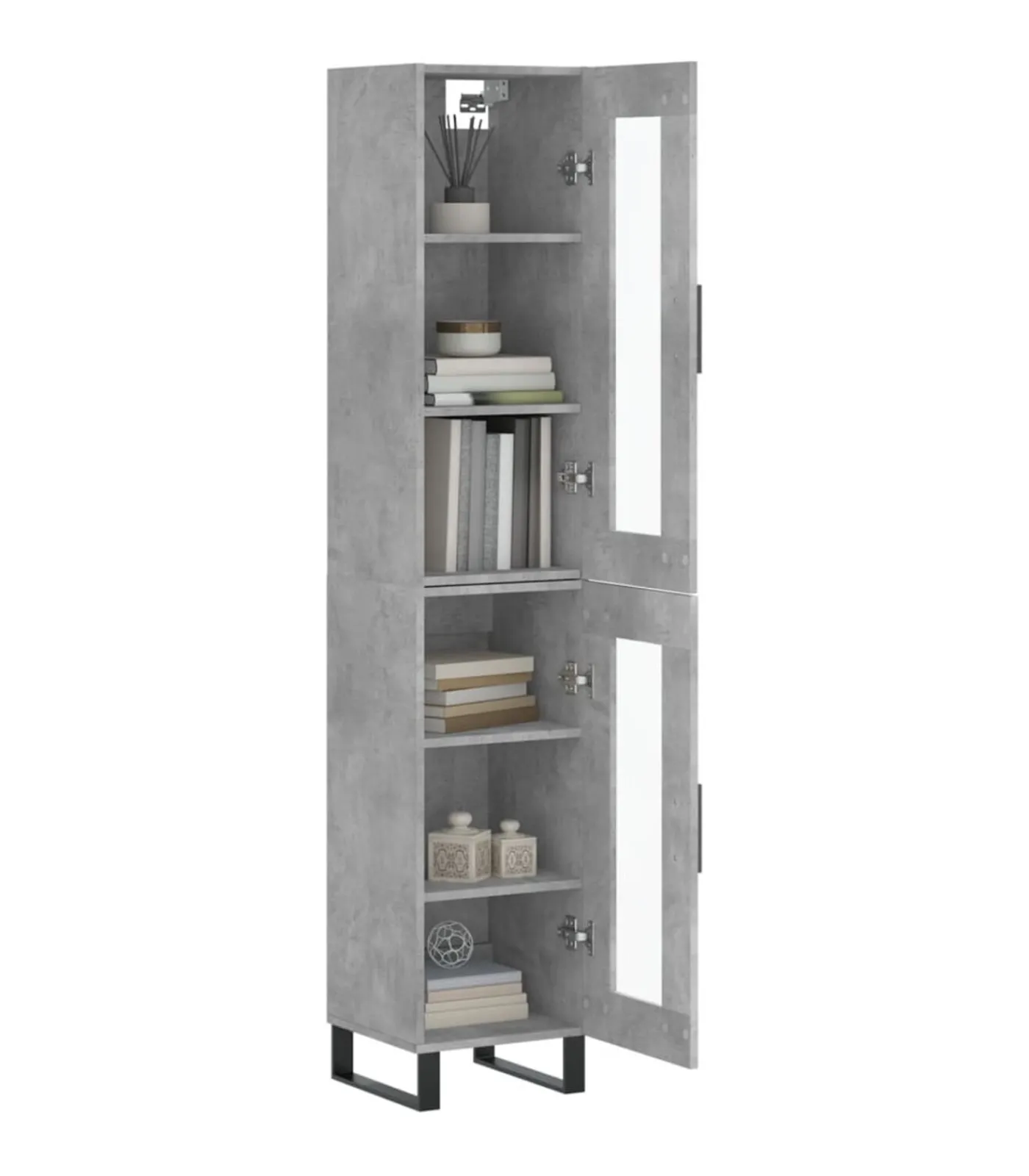 Outlet Hoge kast 34,5x34x180 cm bewerkt hout betongrijs Meubels