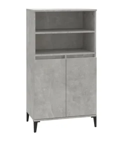 Hoge kast 60x36x110 cm bewerkt hout betongrijs Meubels
