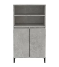 Hoge kast 60x36x110 cm bewerkt hout betongrijs Meubels