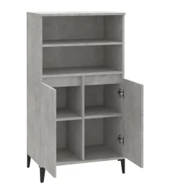 Hoge kast 60x36x110 cm bewerkt hout betongrijs Meubels