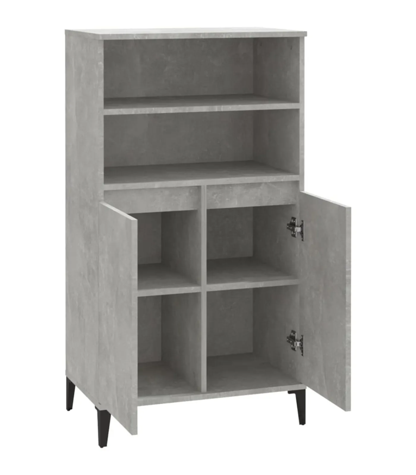 Hoge kast 60x36x110 cm bewerkt hout betongrijs Meubels