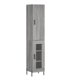 Clearance Hoge kast 34,5x34x180 cm bewerkt hout grijs sonoma eikenkleurig Meubels