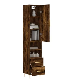 Clearance Hoge kast 34,5x34x180 cm bewerkt hout gerookt eikenkleurig Meubels
