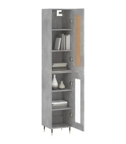 Clearance Hoge kast 34,5x34x180 cm bewerkt hout betongrijs Meubels