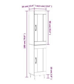 Clearance Hoge kast 34,5x34x180 cm bewerkt hout betongrijs Meubels